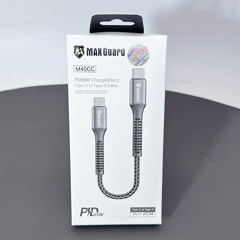 Braided Maxguard 25CM PD 65W Type-C To Type-C Cable charging cable
