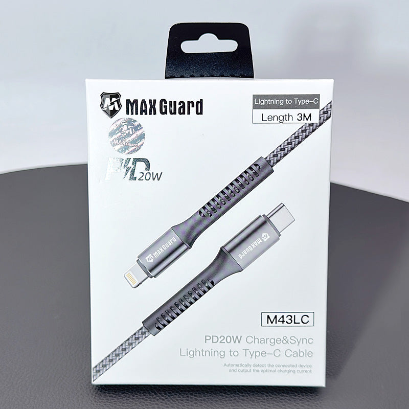 Charging cable Maxguard 3m 20W Type-C to Lightening Braided Cable