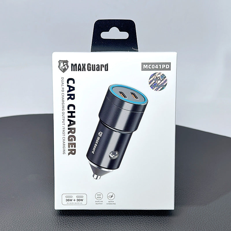 Universal Dual USB Type-C Maxguard 36W+36W Car Fast Charger