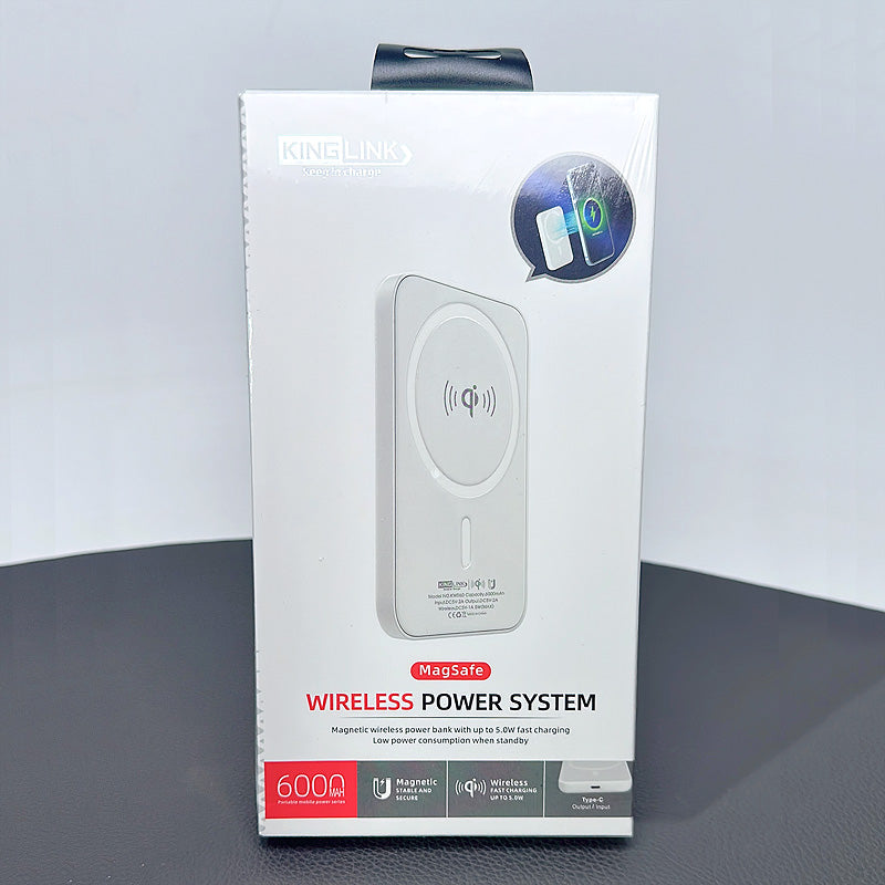 Kinglink 6000 Mah Magnetic Wireless Power System Bank KW060 For Fast Charging