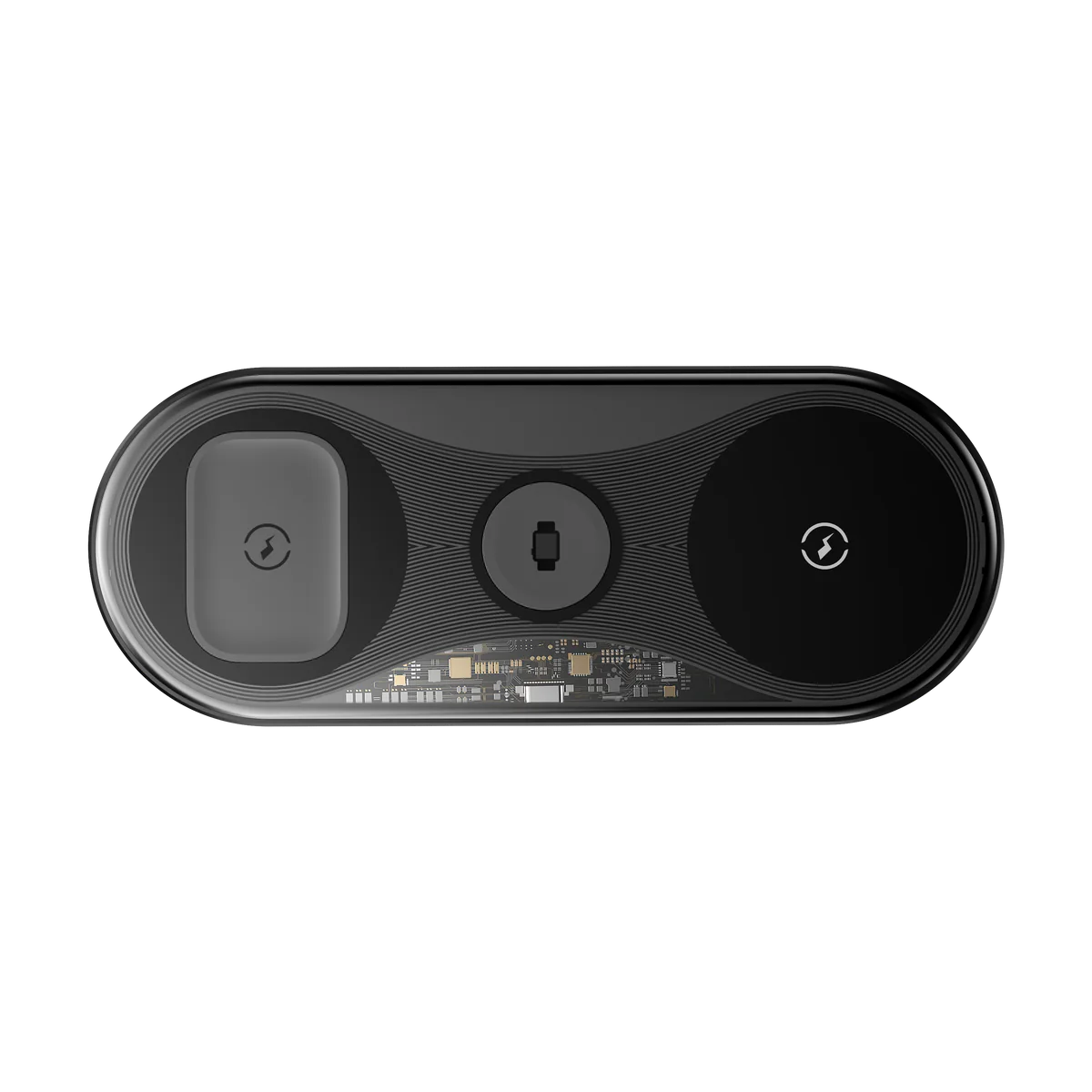 Pisen Qi 3-in-1 output 5W,10W,7.5W wireless charger (transparent technology version) (Black)