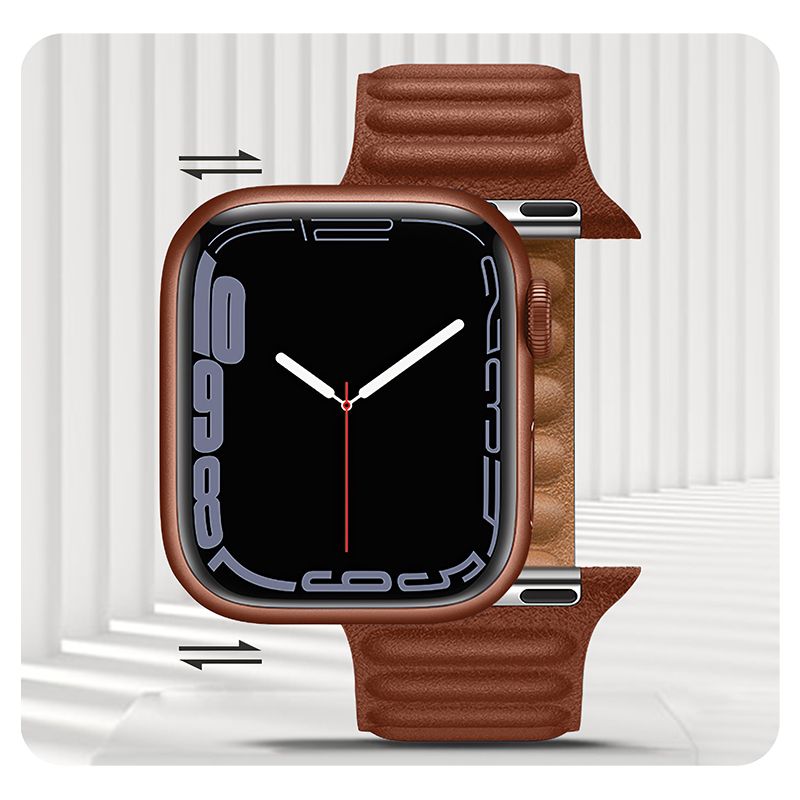Apple Watch 44 / 45 / 46 / 49mm hoco. WA23 Original series leather chain magnetic strap - brown