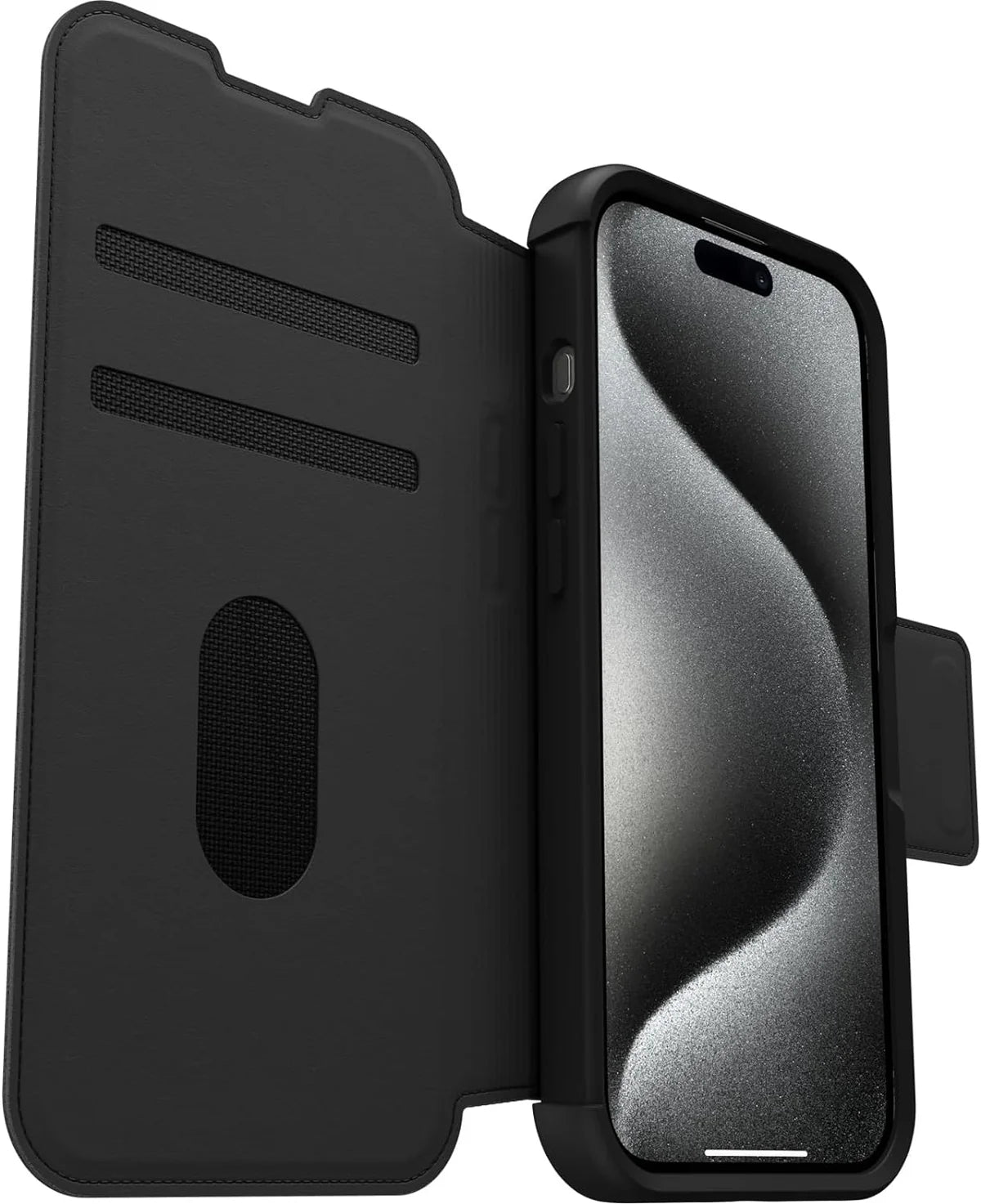 OtterBox Case For iPhone 15 Pro Max Strada Folio Compatible With Magnetic Case Shadow, Black