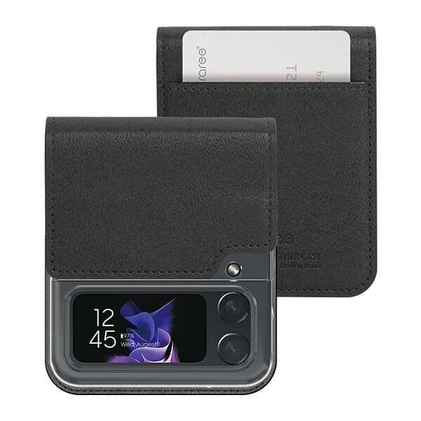 Araree Mustang Diary Leather Case cover for Samsung Galaxy Z Flip 4 - Black