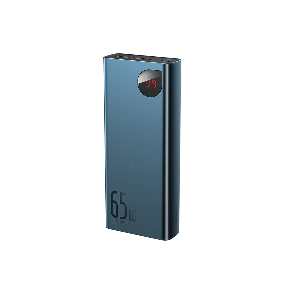 Baseus 20000mAh 65W Adaman Metal Digital Display Quick Charge Power Bank - Blue
