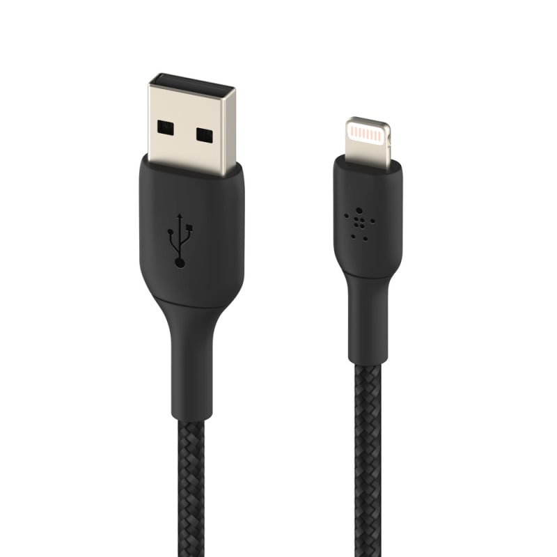 Belkin BoostCharge Lightning to USB-A Braided Cable, 1m For Apple Devices - Black