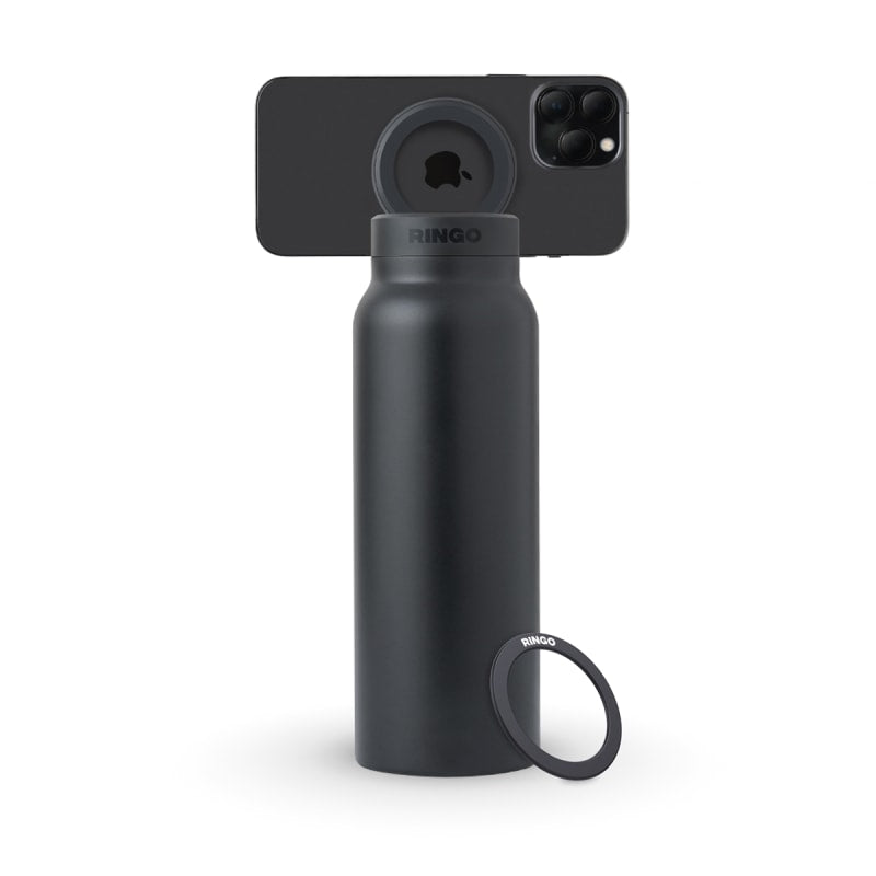 Ringo Water Bottle with Magnetic Phone Mount - Black 710ml