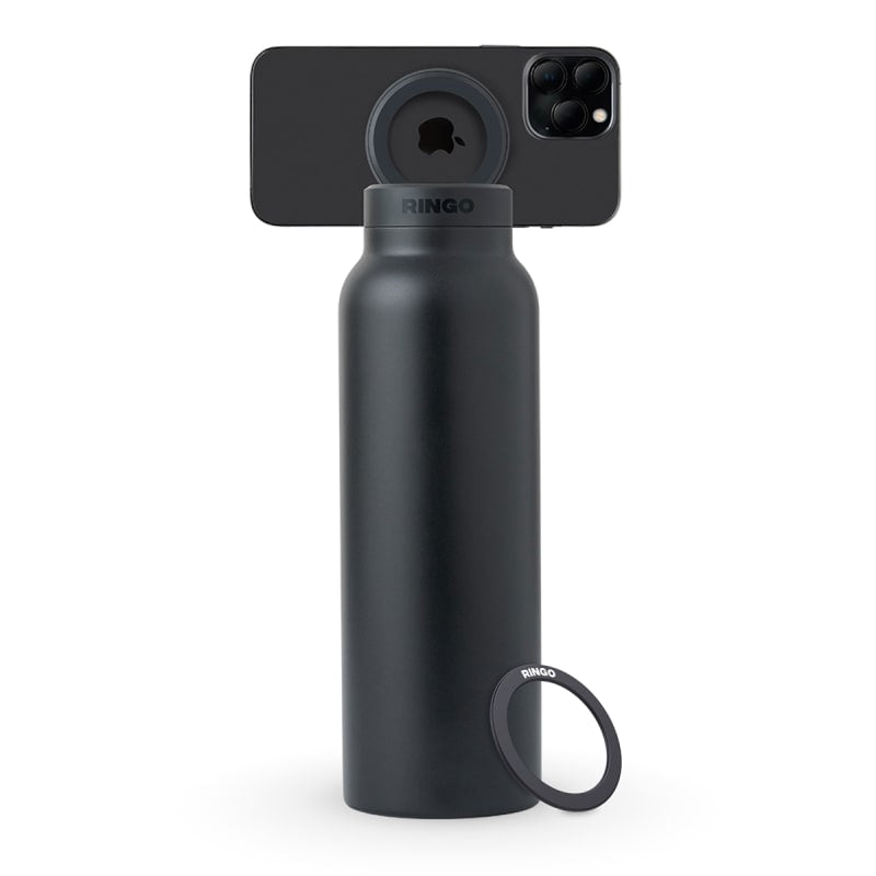 Ringo Water Bottle with Magnetic Phone Mount -Black 950ml (32oz)