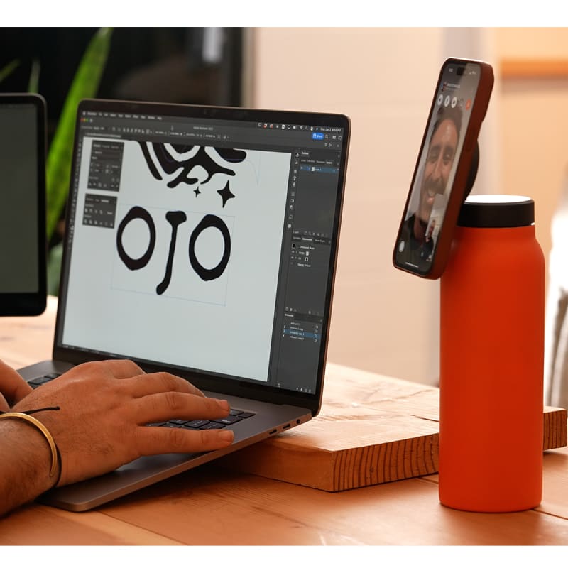 Ringo Water Bottle with Magnetic Phone Mount - Orange 950ml (32oz)