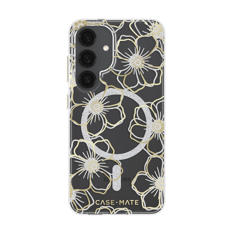 Case-Mate Floral Gems Case For Samsung Galaxy S25 - Gold w/ Magnet