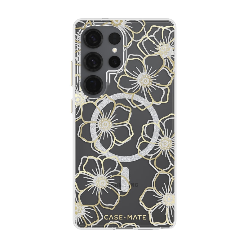 Case-Mate Floral Gems Case For Samsung Galaxy S25 Ultra - Gold w/ Magnet