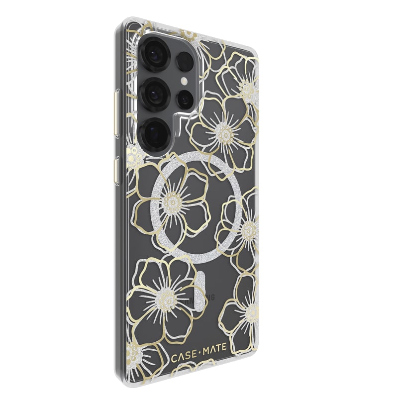 Case-Mate Floral Gems Case For Samsung Galaxy S25 Ultra - Gold w/ Magnet