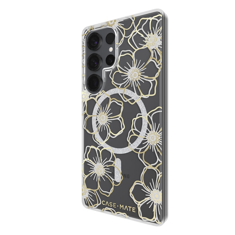 Case-Mate Floral Gems Case For Samsung Galaxy S25 Ultra - Gold w/ Magnet