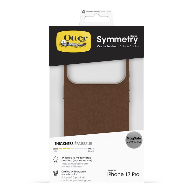OtterBox Symmetry MagSafe Cactus Leather Case with Camera Control For iPhone 17 Pro - Desert Saddle Brown