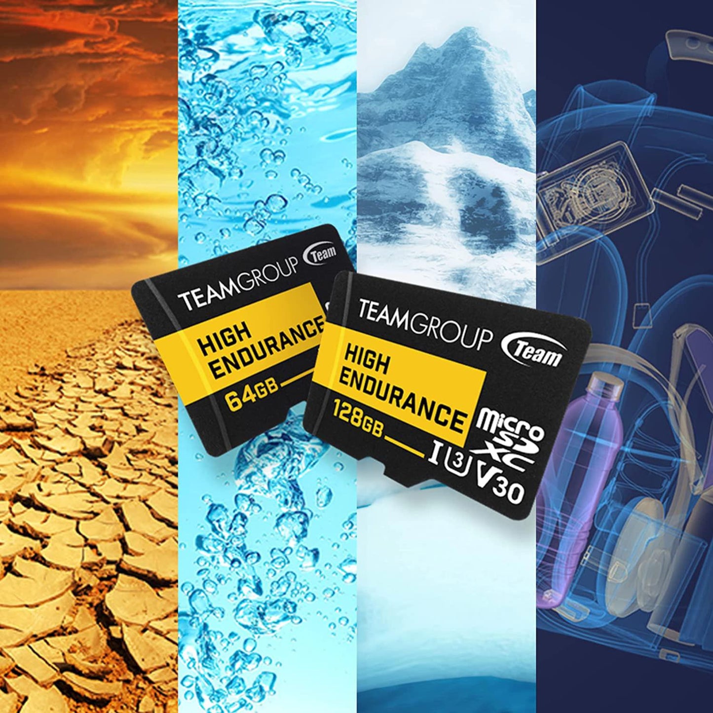 Team Group HIGH ENDURANCE 128GB Micro SDXC UHS-I U3 V30 4K 100MB/s(Designed for Monitoring)
