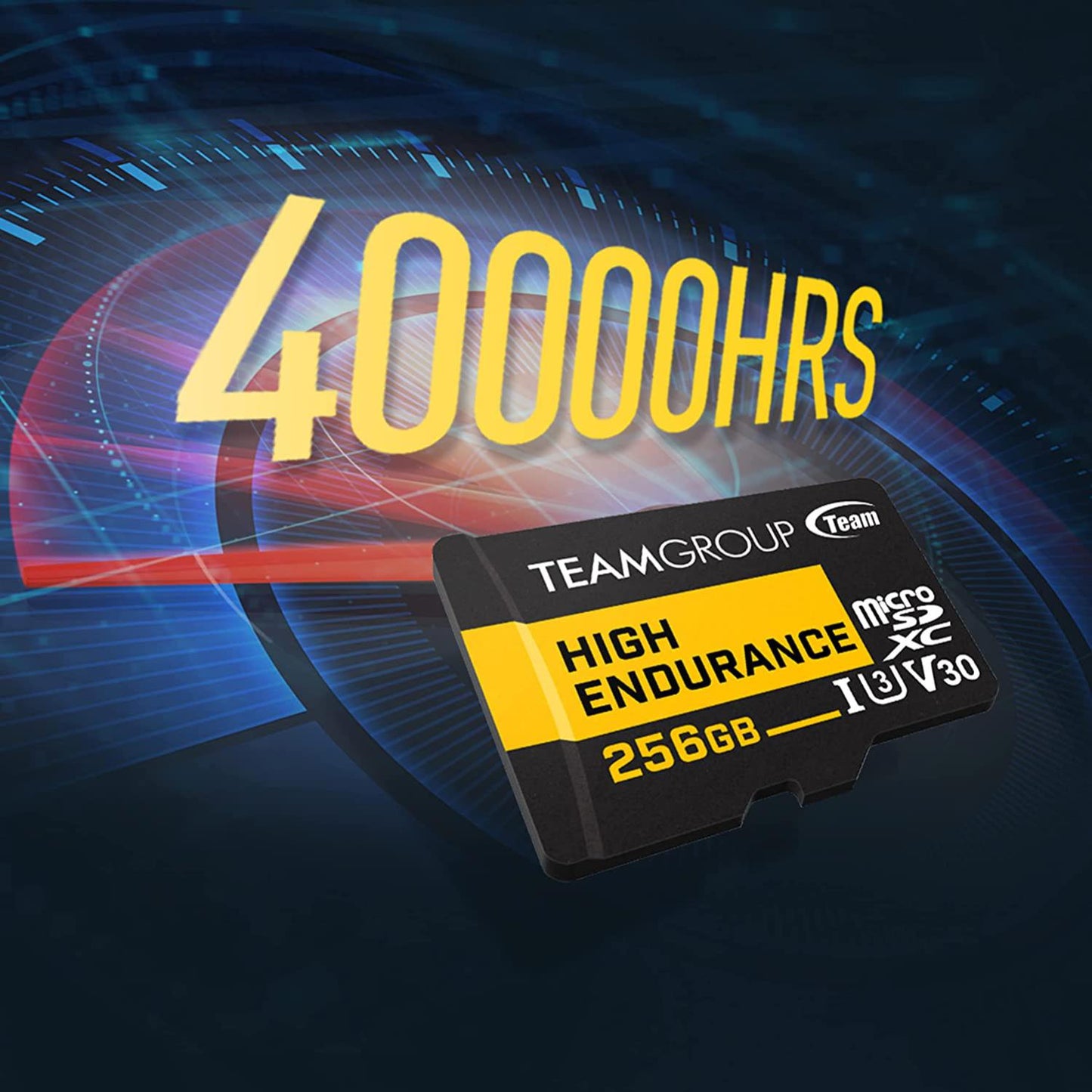 Team Group HIGH ENDURANCE 256GB Micro SDXC UHS-I U3 V30 4K 100MB/s(Designed for Monitoring)
