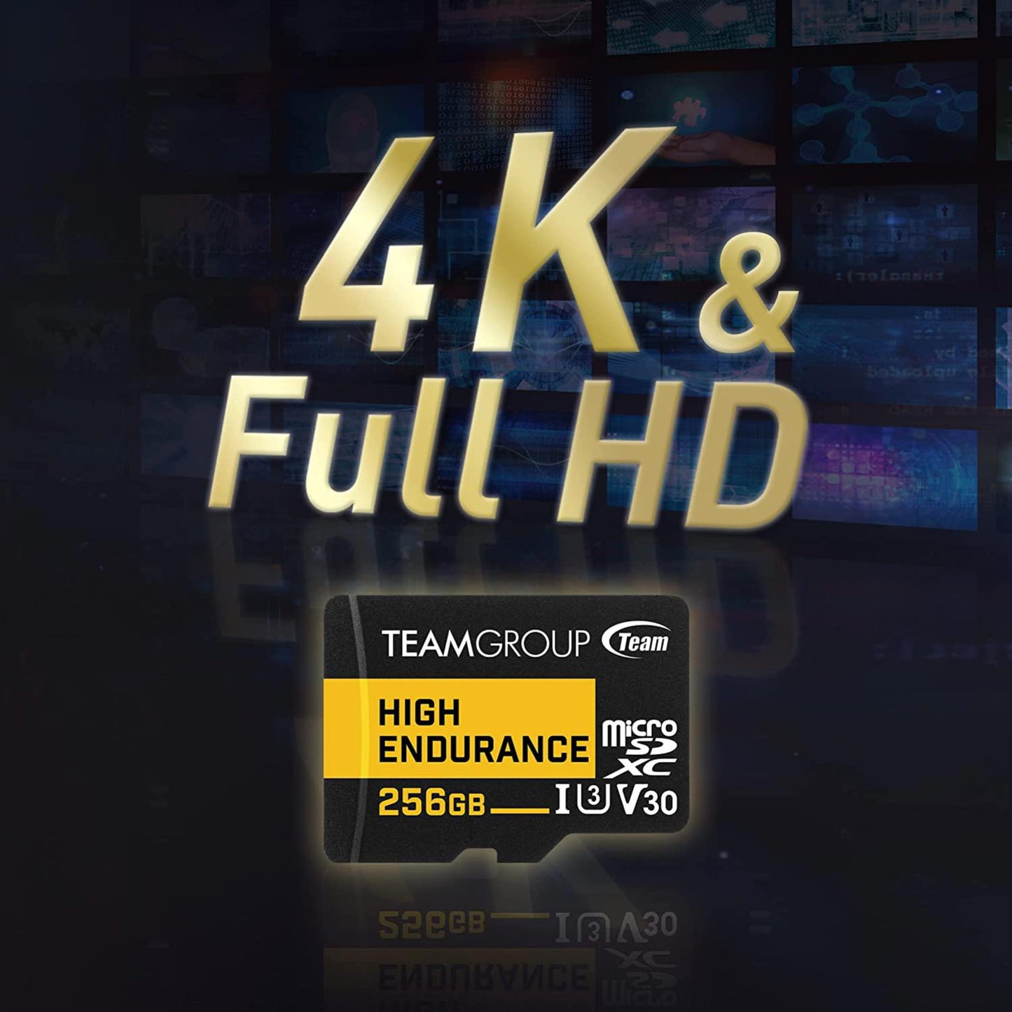 Team Group HIGH ENDURANCE 256GB Micro SDXC UHS-I U3 V30 4K 100MB/s(Designed for Monitoring)