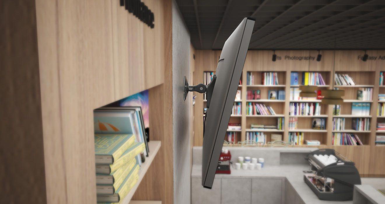 Atdec Low Profile Swivel Mount. Max load: 8kg. VESA up to 100x100. Polished Silver.