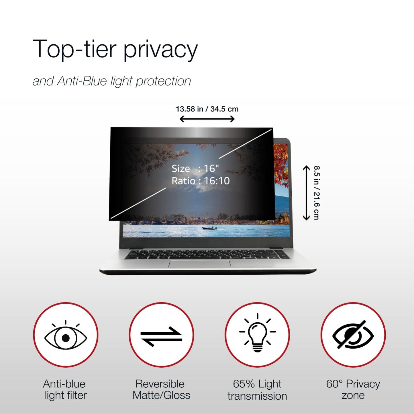 Shintaro Privacy Screen Filter 16" for Laptop with Adhesive Strips