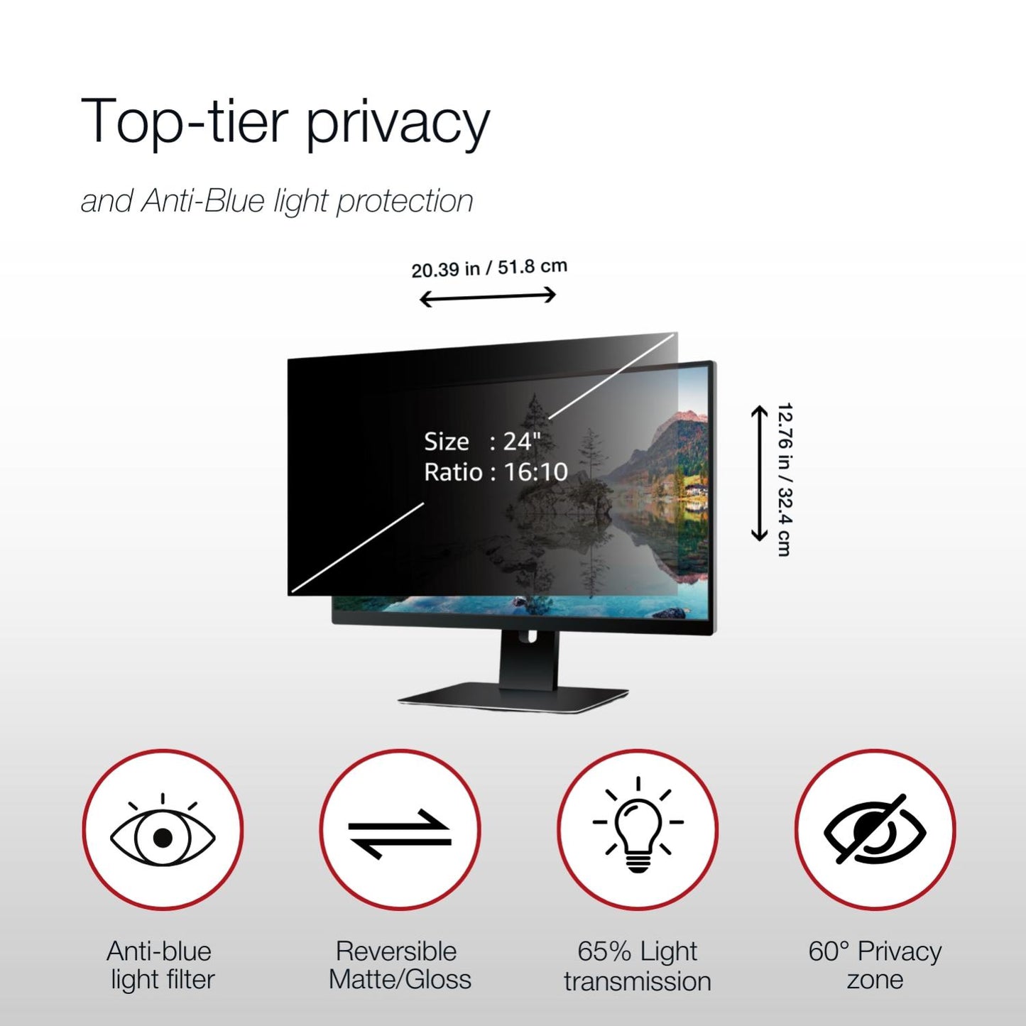 Shintaro Privacy Screen Filter 24" for Monitor with Adhesive Strips