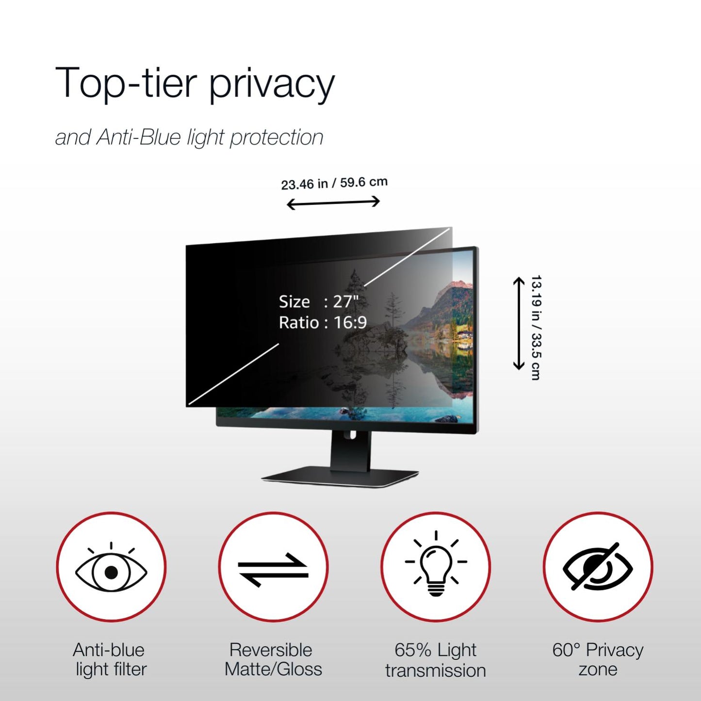 Shintaro Privacy Screen Filter 27" for Monitor with Adhesive Strips