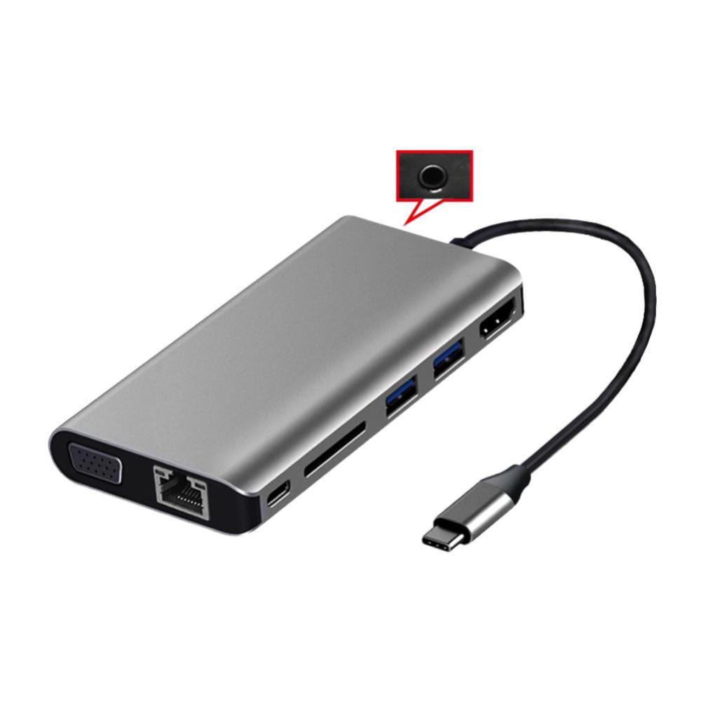 Shintaro USB-C Travel Display Multi Hub with USB-C to HDMI/VGA, 2 USB 3.0, USB-C PD3.0 and Gigabit Ethernet Connectivity