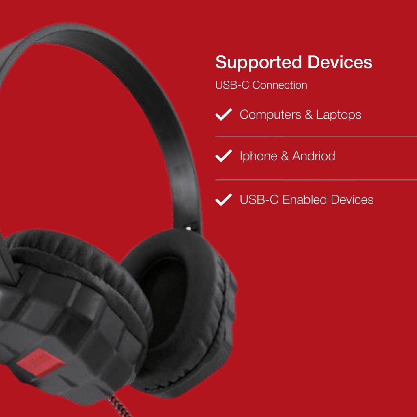 Shintaro Rugged Kids 1.5M Cable 40mm Drivers, Twistable Headband, Volume Cap, USB C Headset Headphone