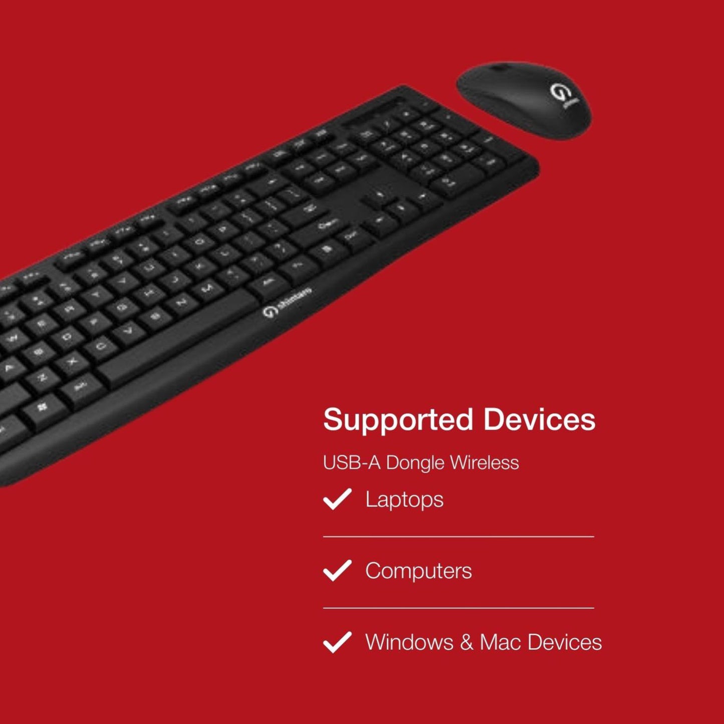 Shintaro Wireless Keyboard & Mouse Combo - Compact, Spill-Resistant, 10m Range, Precision Tracking