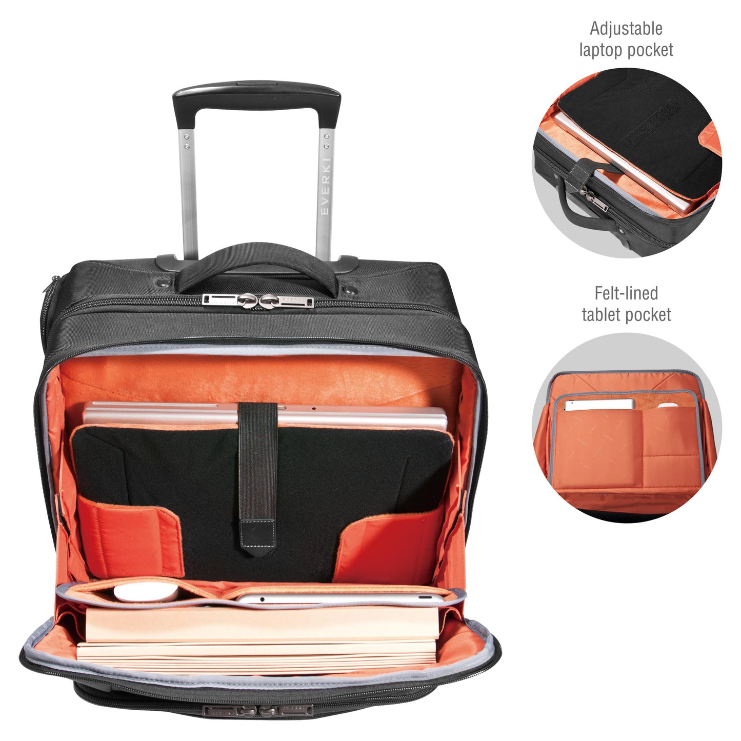 Everki Journey Laptop Trolley Rolling Briefcase 11-Inch to 16-Inch Adaptable Compartment