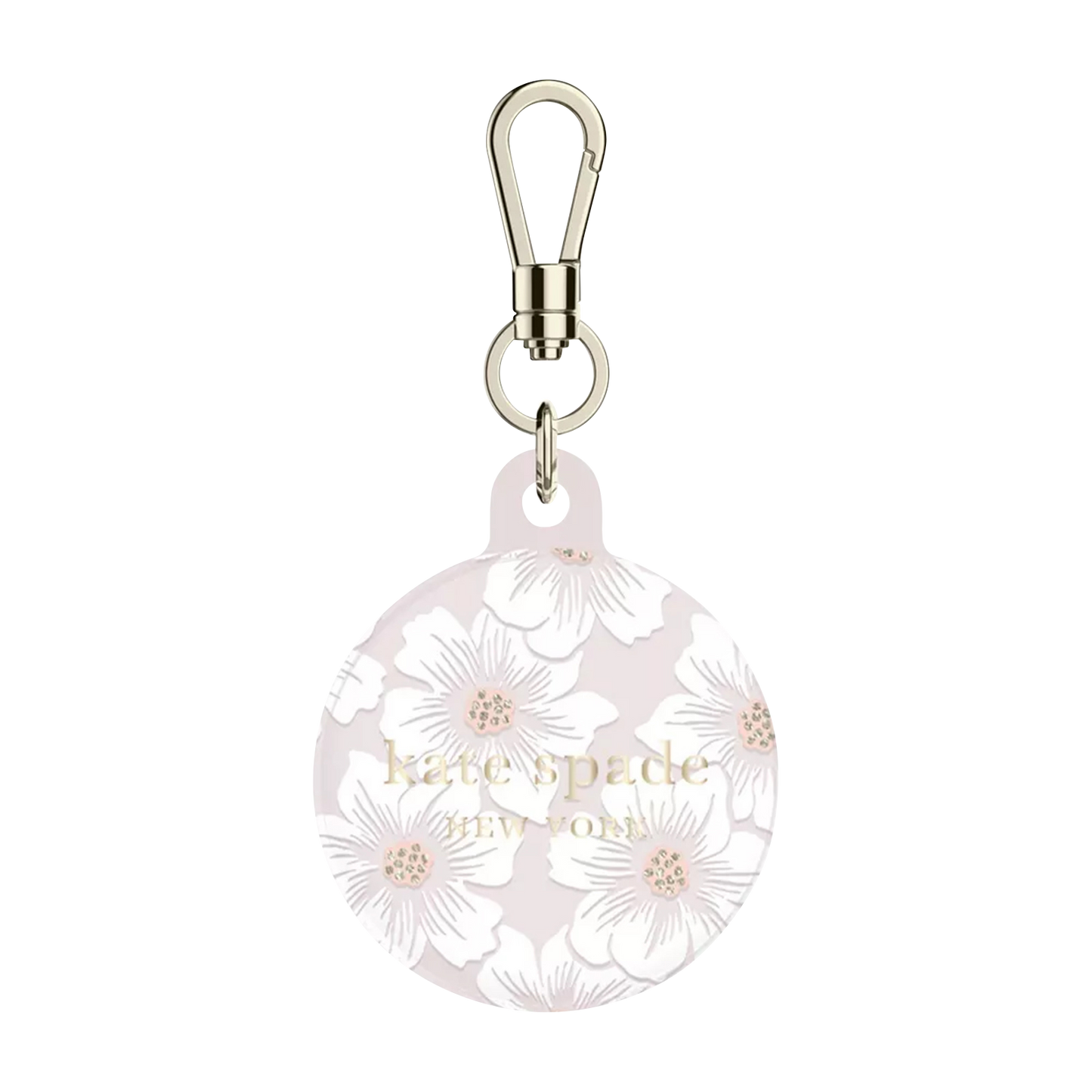 Kate Spade New York Air Tag Holder with Gold Ring Clip - Cream