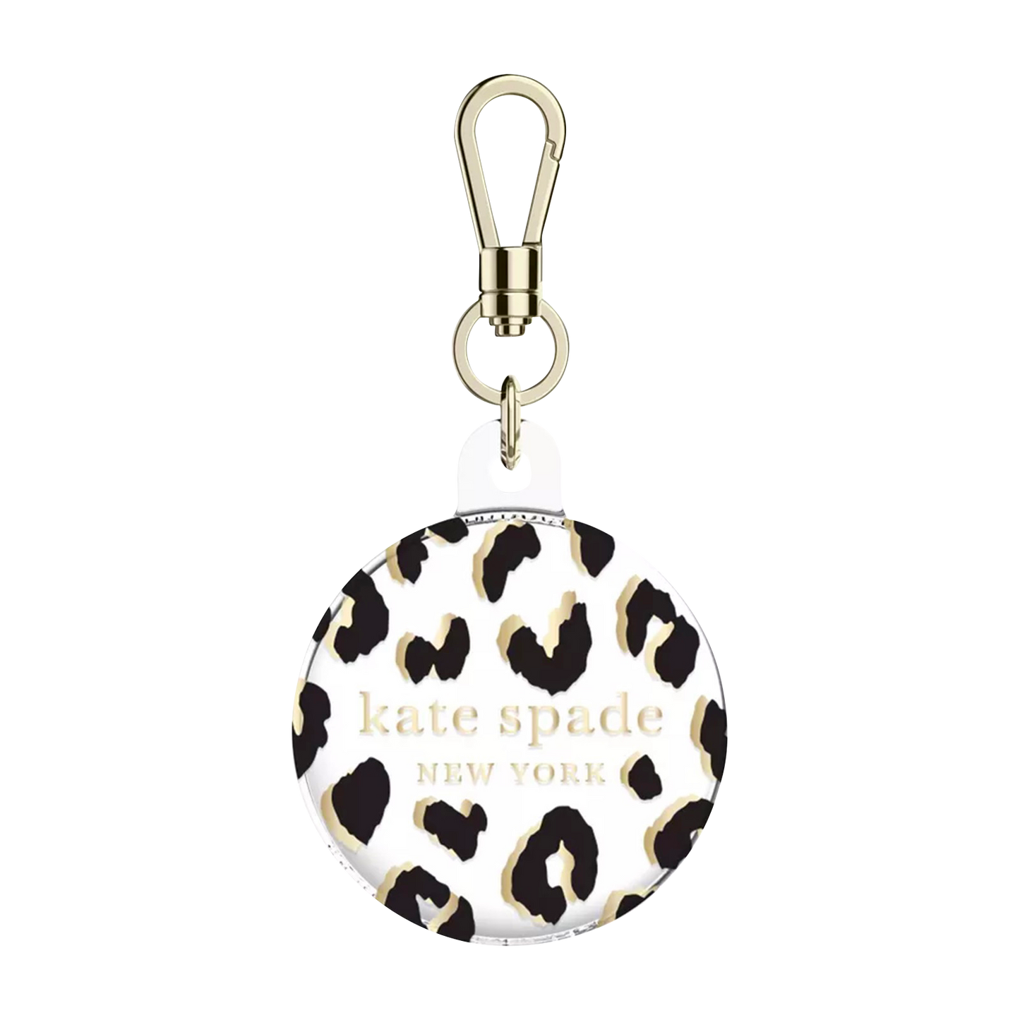 Kate Spade New York Air Tag Holder with Gold Ring Clip - City Leopard