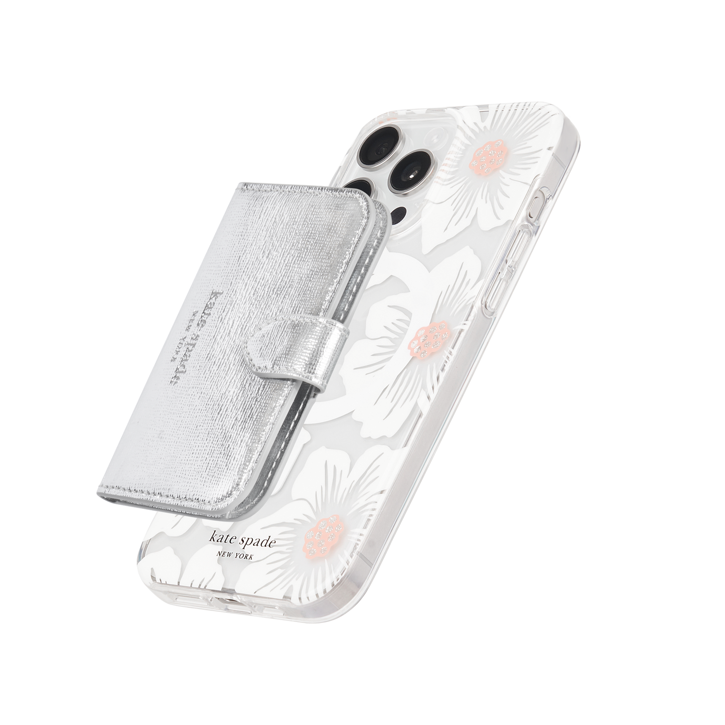 Kate Spade Morgan Magnetic Wallet MagSafe Metallic Silver