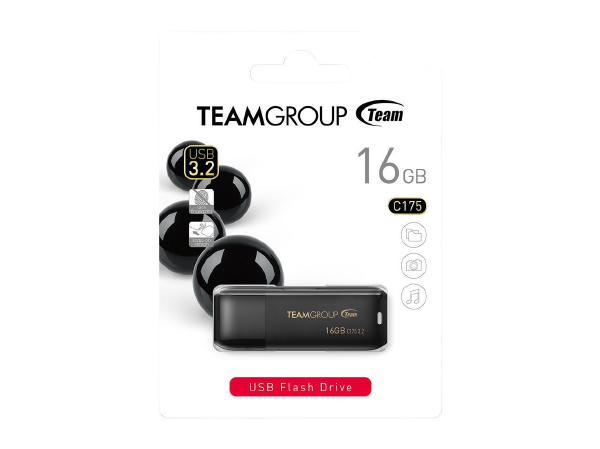 Team Group C175 USB 3.2 G1 Flash Drive 16GB, Read (Max) 75MB/s Black