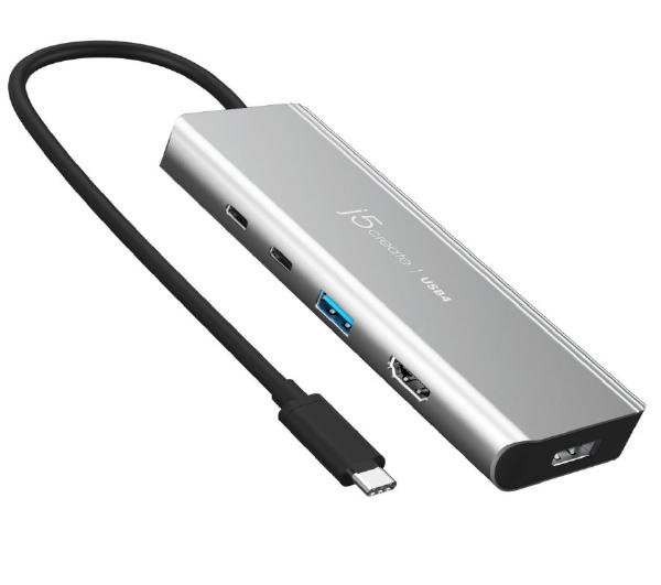 USB Hub J5create JCD401 USB4 Dual Display 4K Multi-Port Docking Hub - Featuring Intel USB4 Controller (USB-C to DP, HDMI, USB-C Display, USB-C 85w PD P/T)