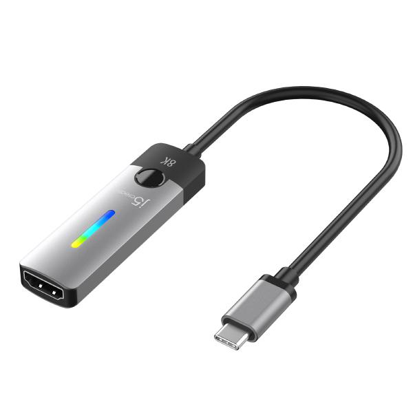 For Data trasfer J5create JCA157 USB-C to HDMI 2.1 8K Adapter - Windows / macOS / Chrome OS Compatible - RGB light indicator for gaming setups (10cm)