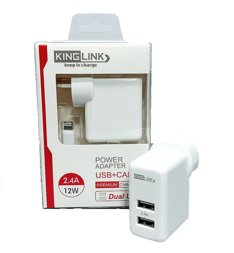 Kinglink Dual USB Home Charger With iPhone & Type-C Cable  Dual USB-A Charger