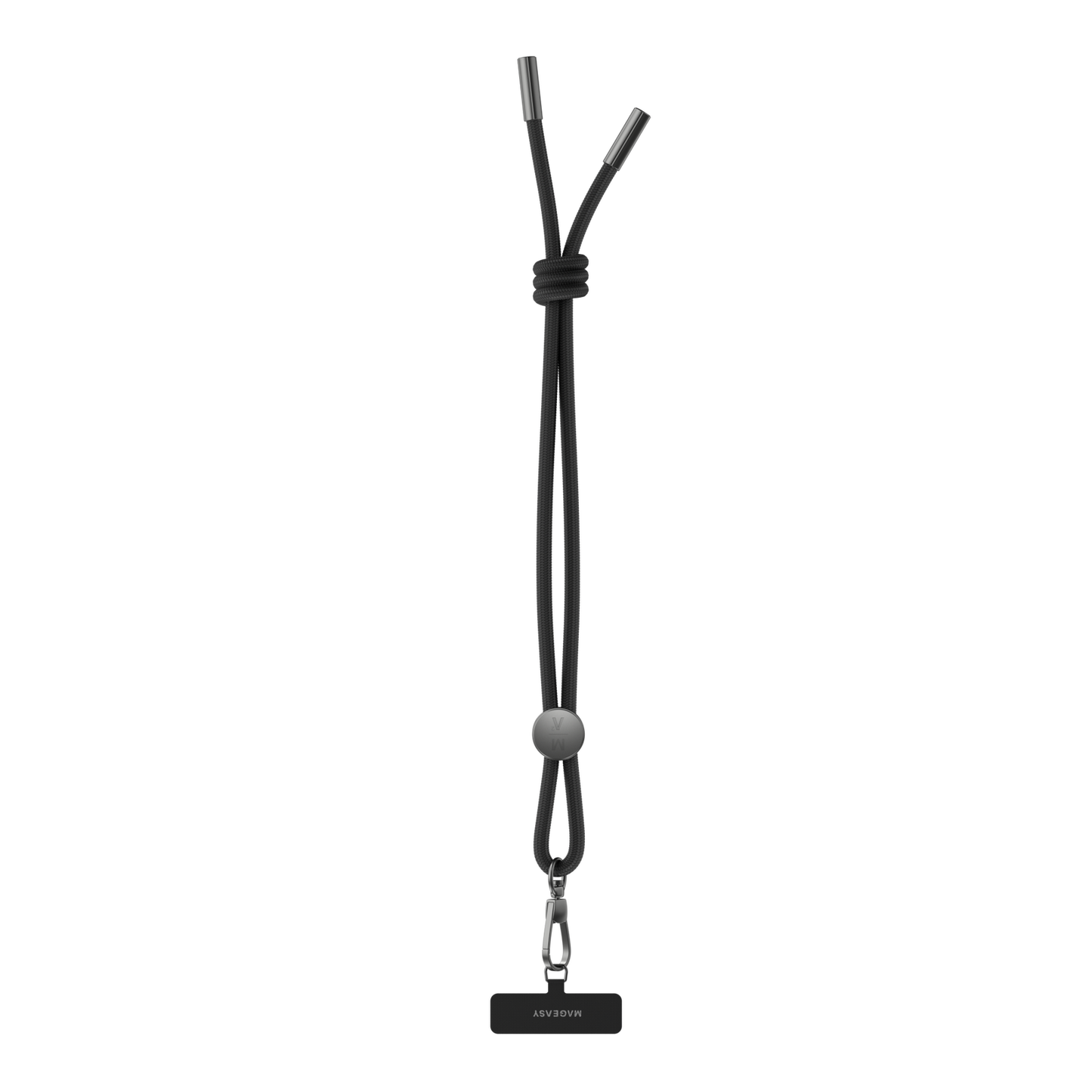 MagEasy 6mm Hand Wrist Strap Nylon String Phone Holder with Strap Card Holder - Black