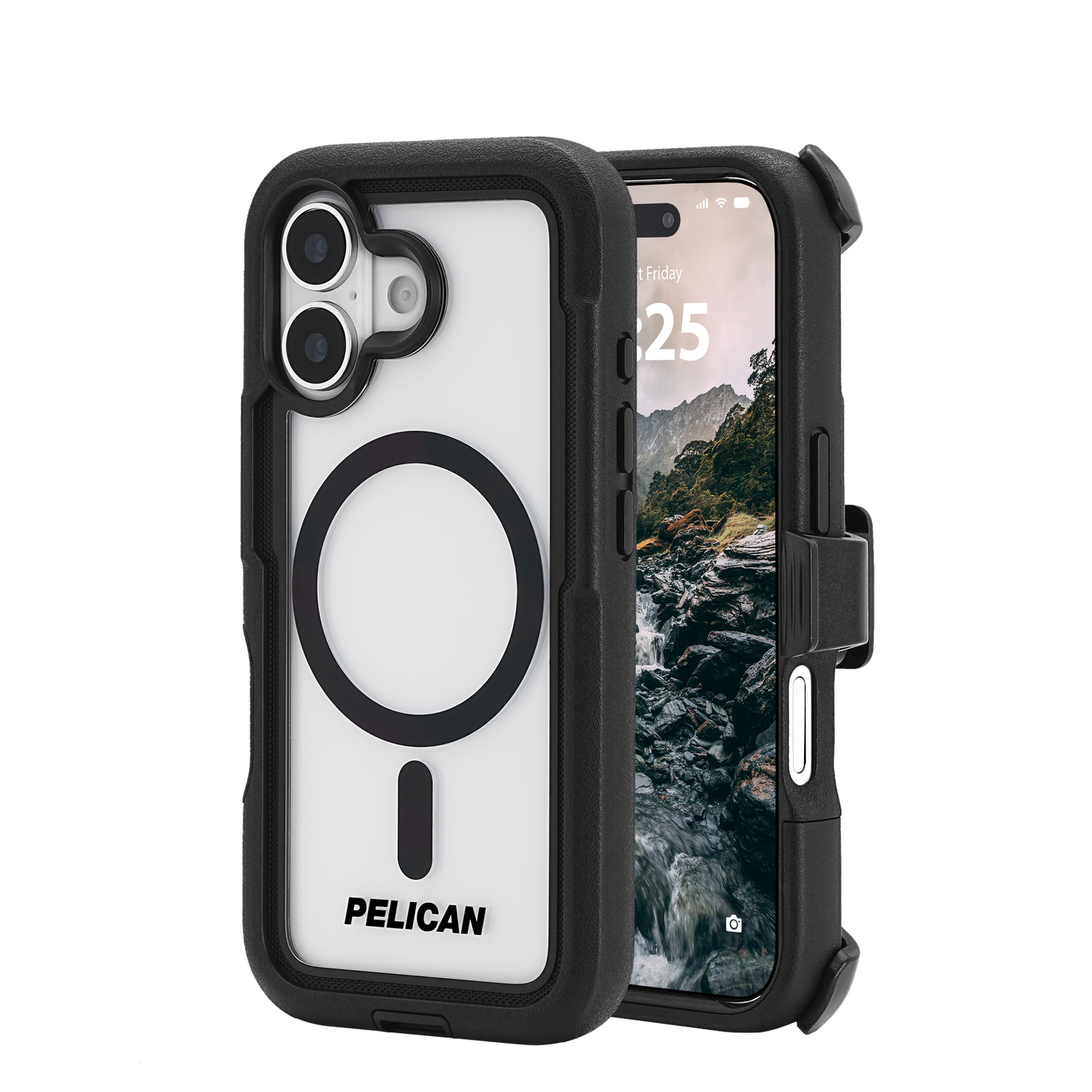 Pelican Voyager MagSafe Case with Holster for iPhone 17 - Black/Clear