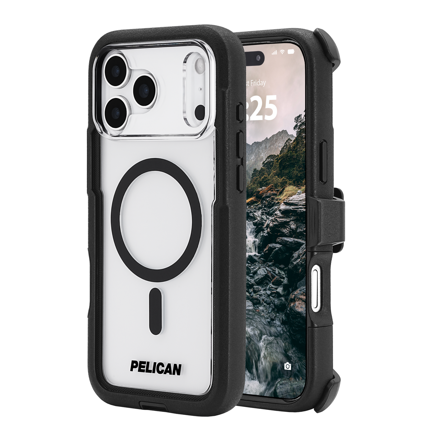 Pelican Voyager MagSafe Case with Holster for iPhone 17 Pro Max - Black/Clear