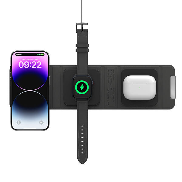 For Apple iPhone, Watch, EarBuds 3 in 1 15 Watt Wireless Charging Stand/Pad