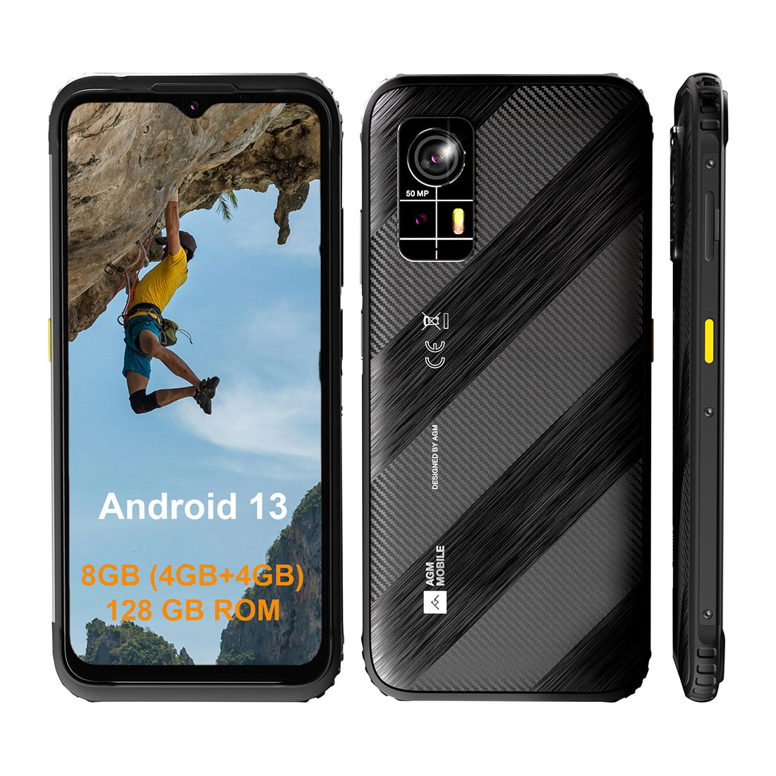 AGM H6 Lite 4G Rugged Smartphone 128GB IP69 6.52" Screen Black