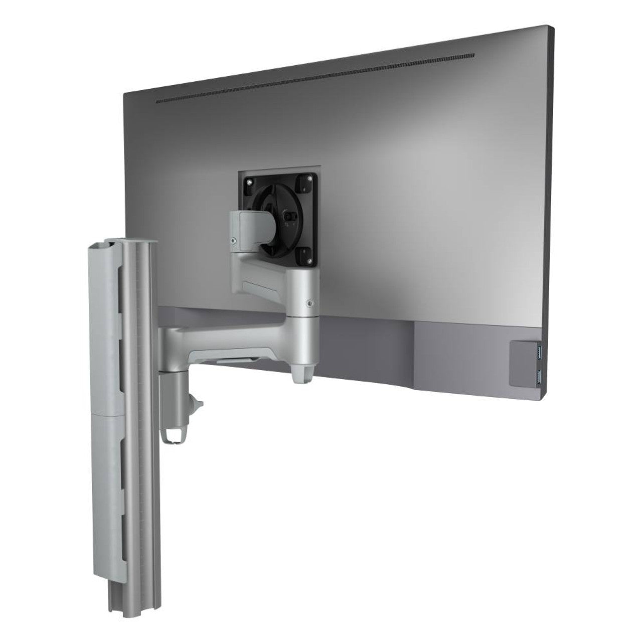 Atdec AWMS-4640 Single 460mm Monitor Arm + 400mm Post / 12kg (26.5lb) Flat Screen, 10kg (22lb) Curved Screen + F Clamp Desk Fixing, Black
