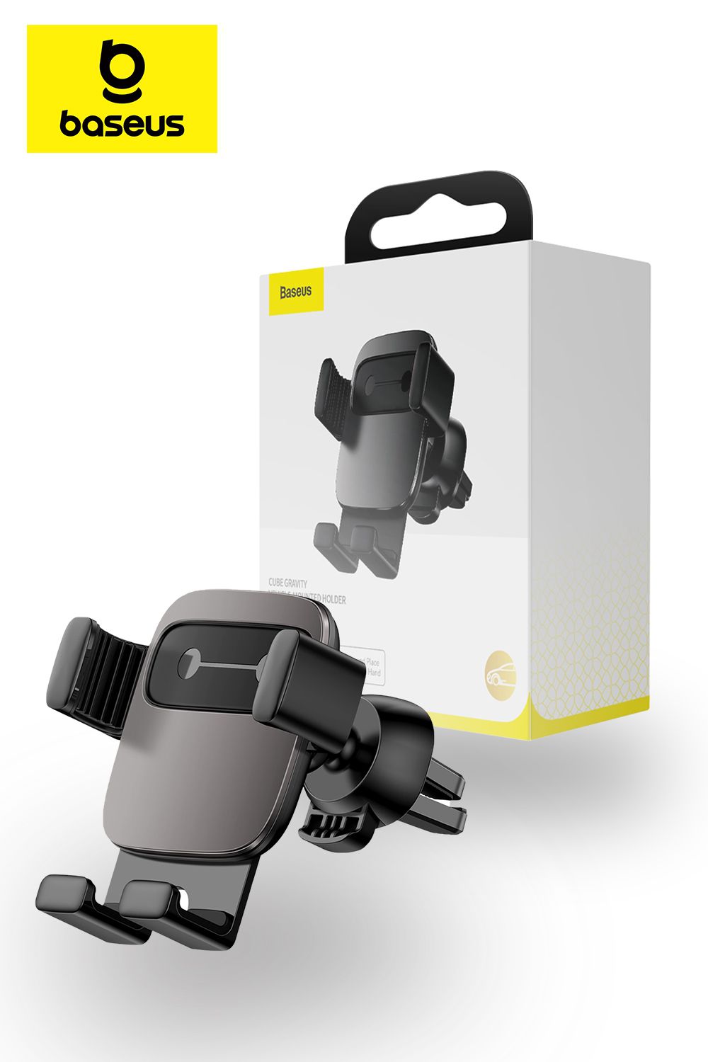 Universal Baseus Cube Gravity Vehicle mounted Rigid Car Holder For Devices-Black