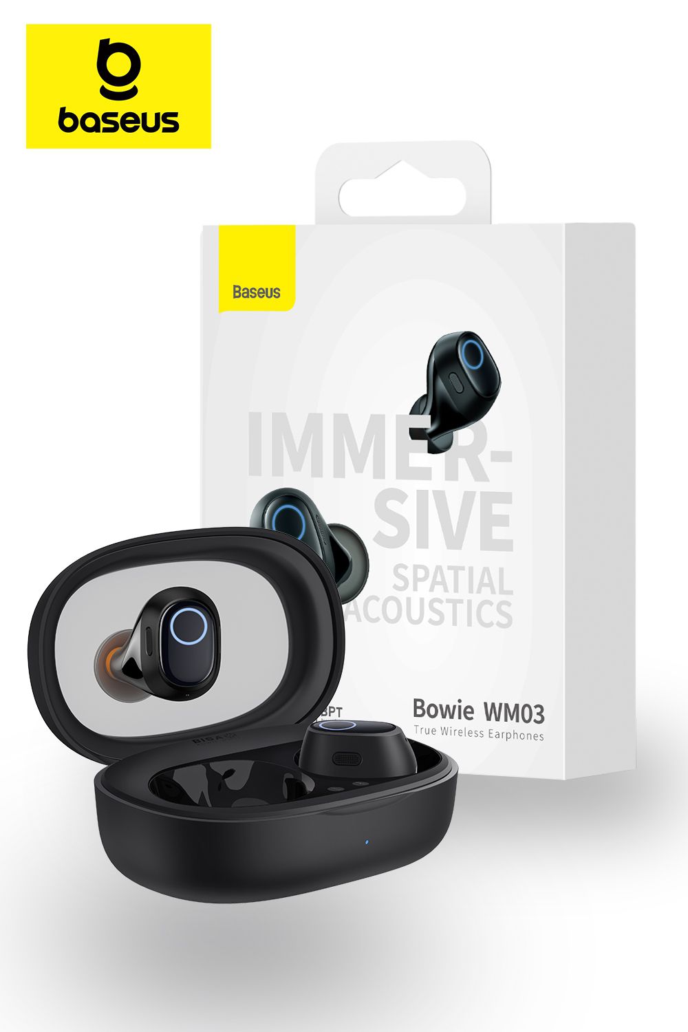 Baseus WM03 Bowie True Wireless Bluetooth Earphones With HiRes Audio-White/Black