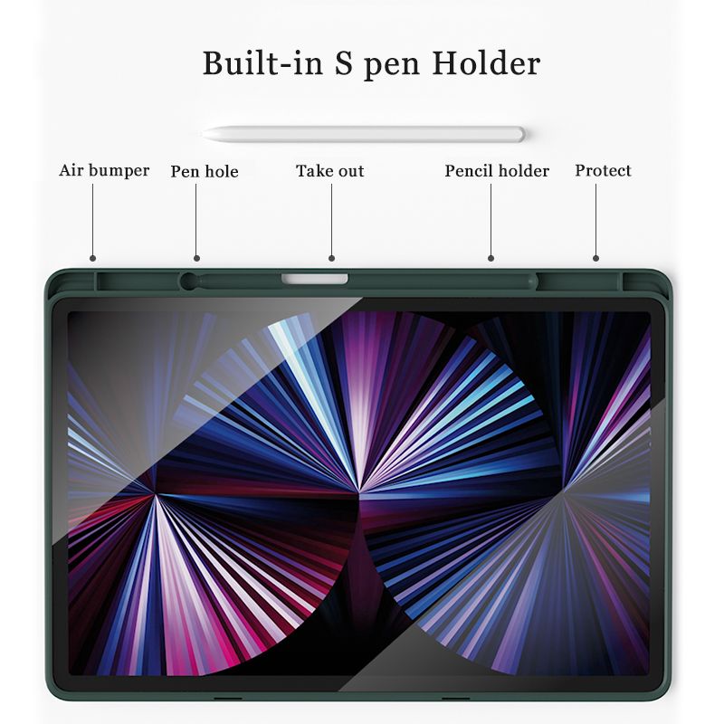Samsung Galaxy Tab S8 Ultra / S9 Ultra / S10 Ultra BLACKTECH Candy Pencil Holder Case - Dark green