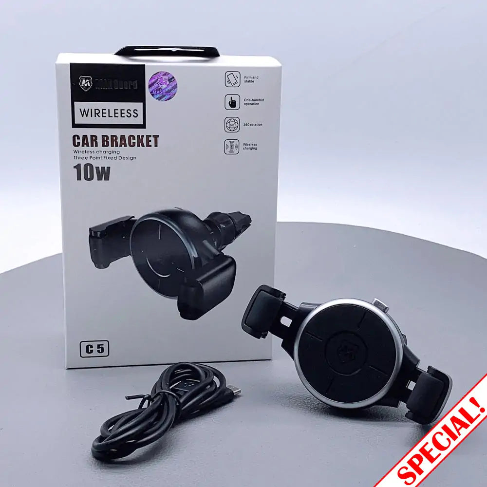 Magnetic 3 point adjustable rotating Maxguard 10W Wireless Car Charger Holder
