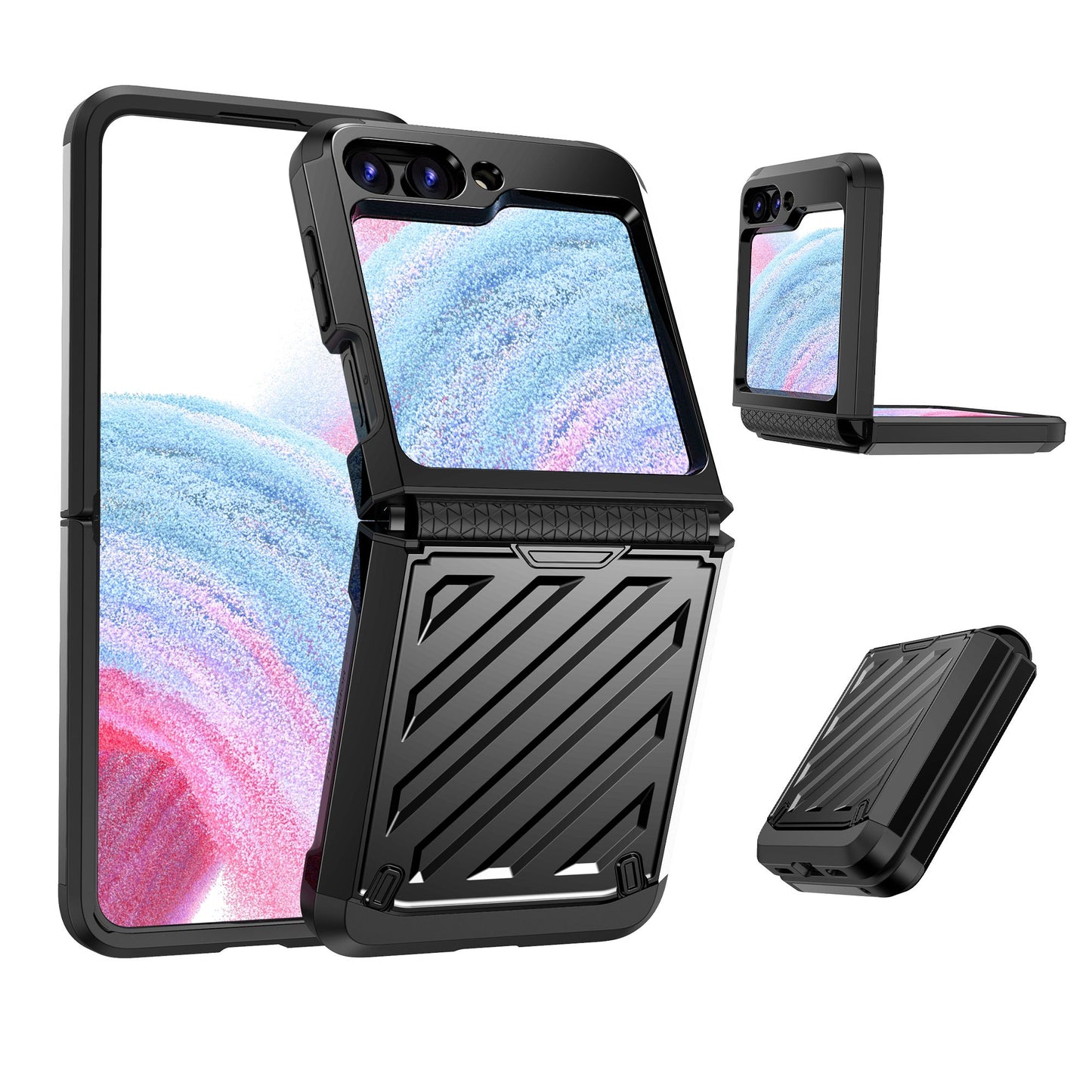 For Samsung Galaxy Z Flip 5 Vibrance Shockproof Durable Rugged Matte Case - Black