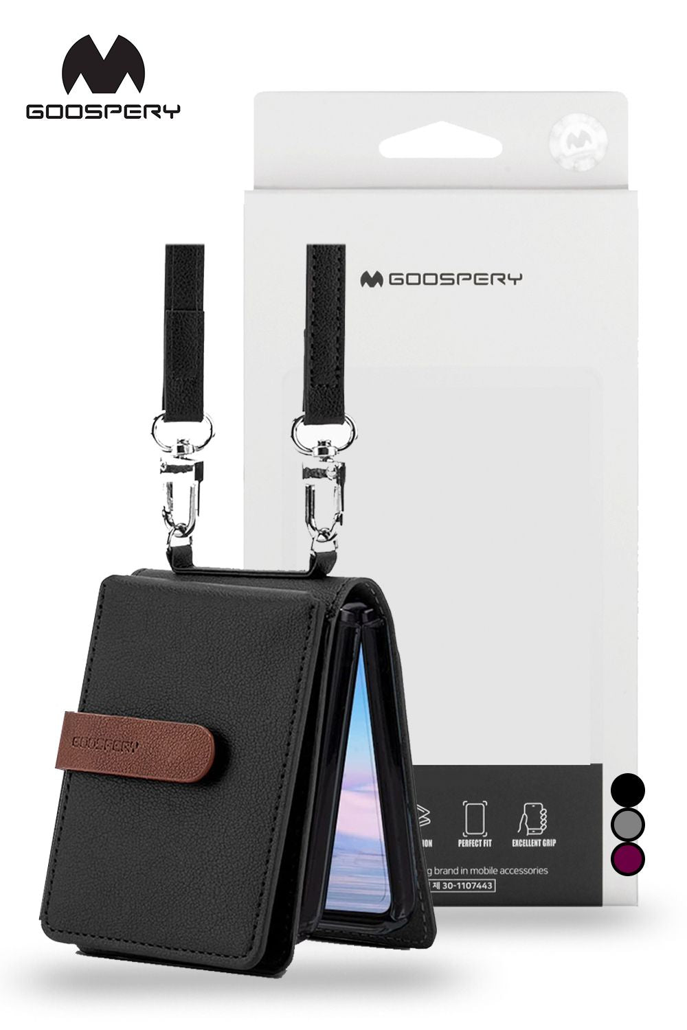 For Samsung Galaxy Z Flip 5 Durable Rigid Leather Strap Diary Case With Pockets