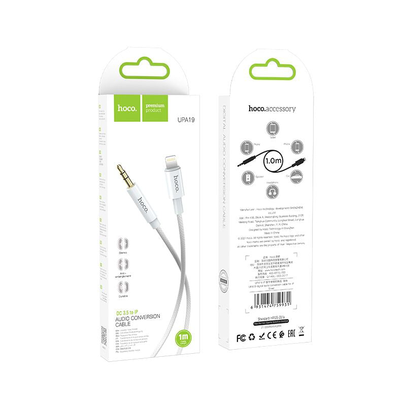 Hoco iPhone  8-pin  To 3.5mm AUX Headphone Jack Cable Male Adapter for iPhone iPad