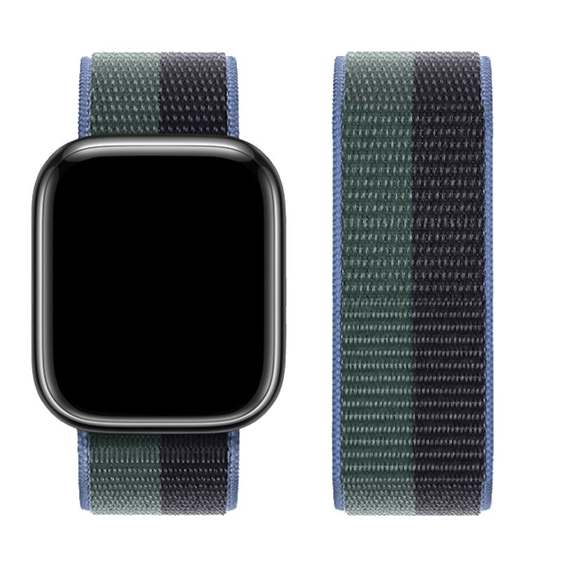 Apple Watch 38 / 40 / 41 / 42mm hoco. iWatch WA02 Original series loop-type nylon strap - midnight with eucalyptus green